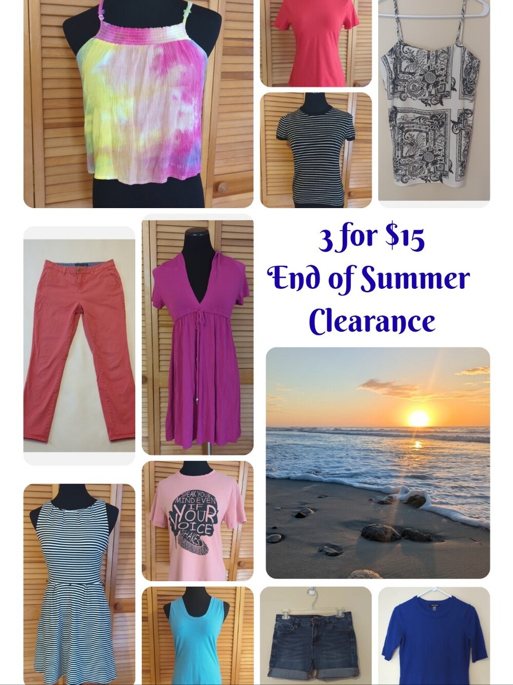 3/$15 End Of Summer Clearance Tanks Tees Shorts (Only On Items Marked)
